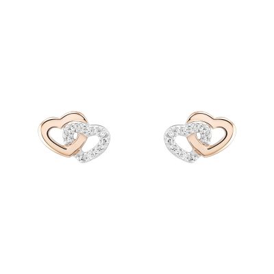 Brincos Unike Jewellery Love in Rose Two Hearts