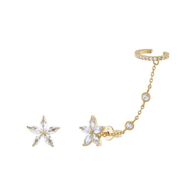 Brincos Unike Jewellery Matchy Navete Flower Ear Cuff UK.BR.1204.0198