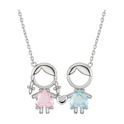 Colar Unike Jewellery Mum Girl Pink & Boy Blue