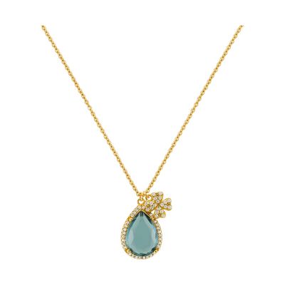 Colar Unike Jewellery Fun Clover and Blue Stone UK.CL.1205.0093