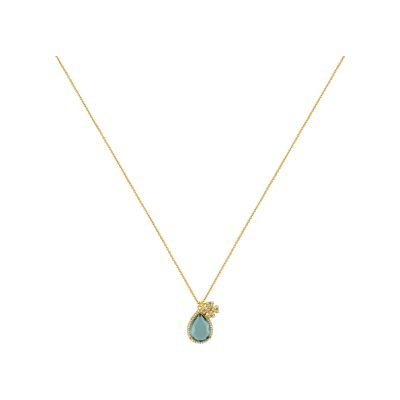 Colar Unike Jewellery Fun Clover and Blue Stone UK.CL.1205.0093